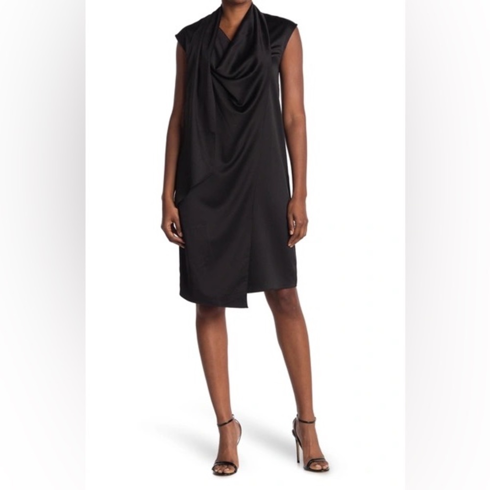 Halston Heritage Drape Black Dress